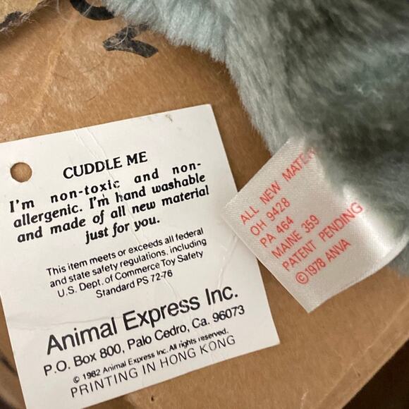 Elephant Hand Puppet Plush Toy Animal Express 11” Vintage 1982 1978 Blue Eyes - Picture 8 of 13